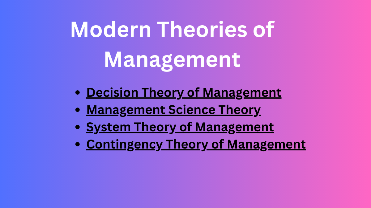 Modern Theories of Management